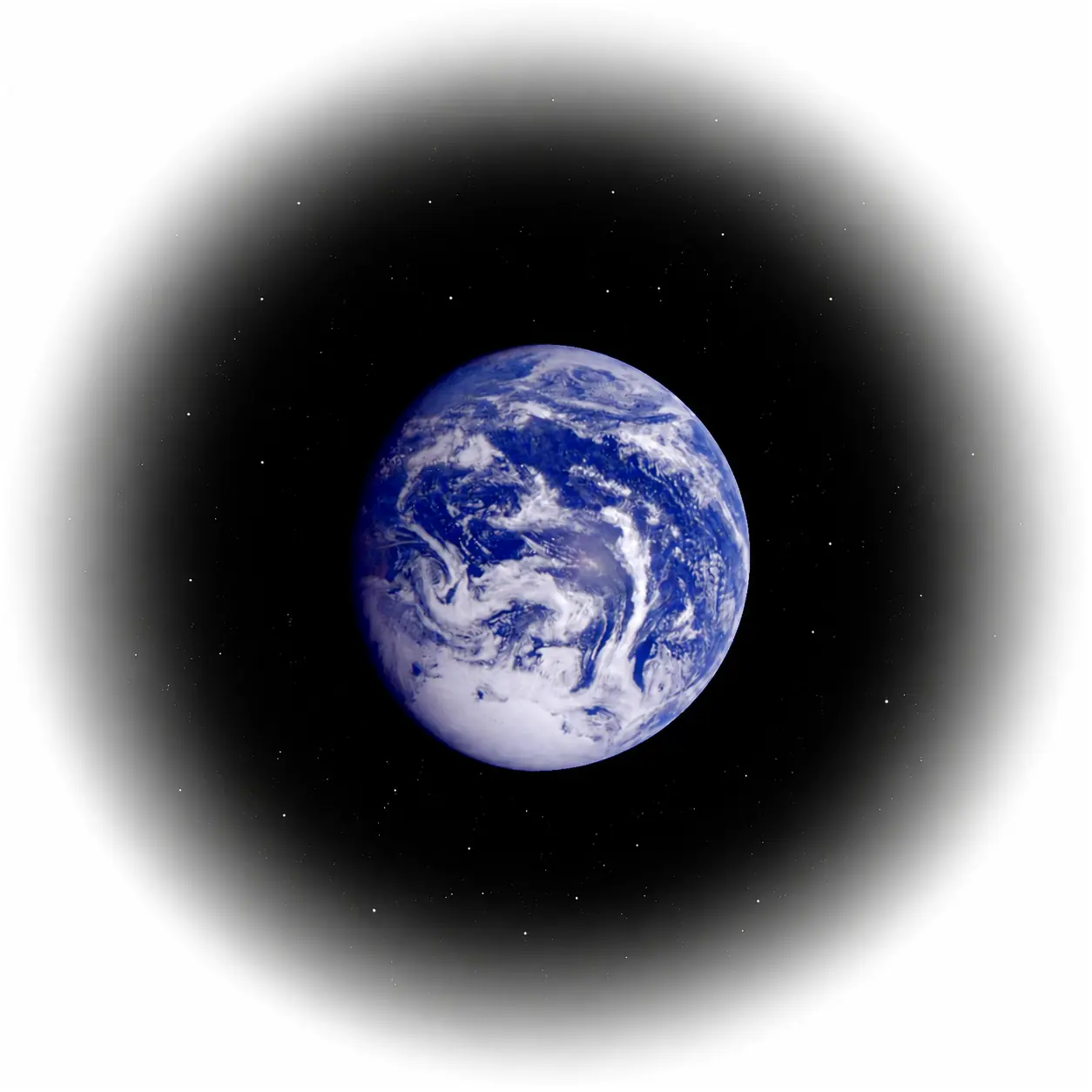 Die Erde als blauer Planet im Weltraum – Symbol für ein gemeinsames Zuhause der Menschheit